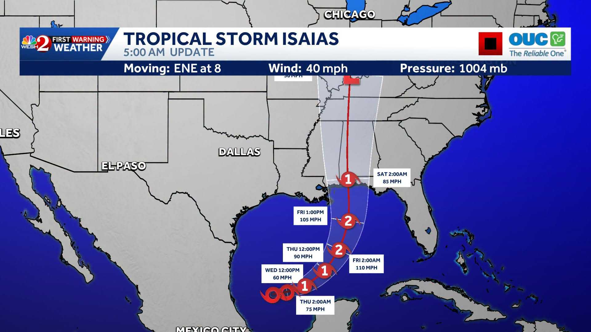 Tropical Storm Isaias forms in Gulf, forecast to become hurricane, NHC says — WESH 2 Orlando