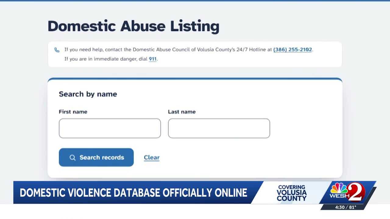 Volusia County launches Florida’s first public domestic abuse database — WESH 2 Orlando, Lake Mary Community news
